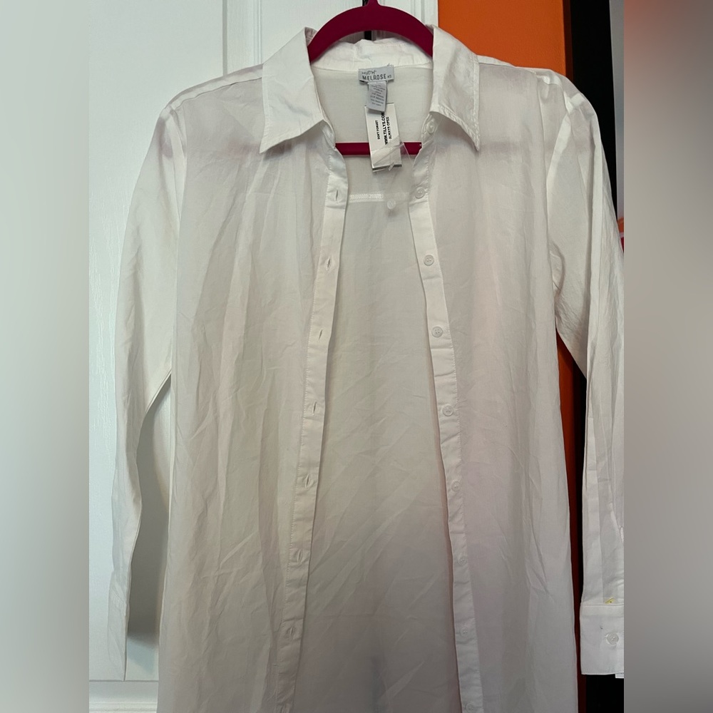 West of Melrose white button down (Women’s XS) **NEW WITH TAGS**
